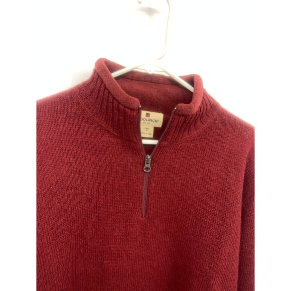 Woolrich Mens Red Burgundy Heather Wool Half Zip Mock Sweater Size M - Picture 2 of 7